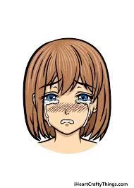 sad girl anime drawing in color