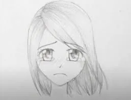 sad manga girl drawing
