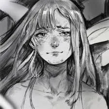 anime sad girl drawing