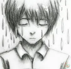 anime sad boy drawing