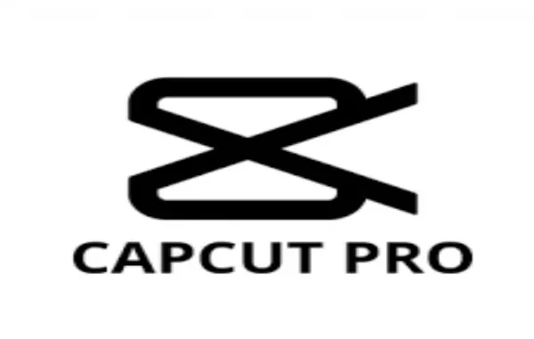 CapCut Pro Logo CapCut Pro logo with a stylized black "X" or "hourglass" shape on a white background, and the text "CAPCUT PRO" below it.