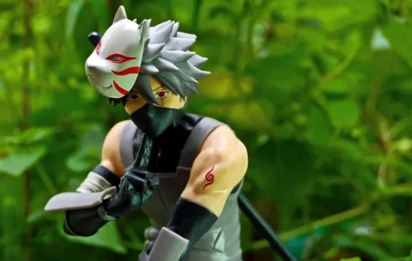 A digital illustration in a Japanese anime style featuring three characters, with the main figure wearing detailed futuristic white and gray mech armor with green and blue accents, set against a dynamic, starry sky background.